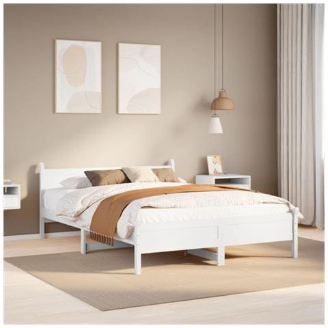 Letto Senza Materasso Bianco 120x190 Cm Legno Massello Di Pino - Foto 1