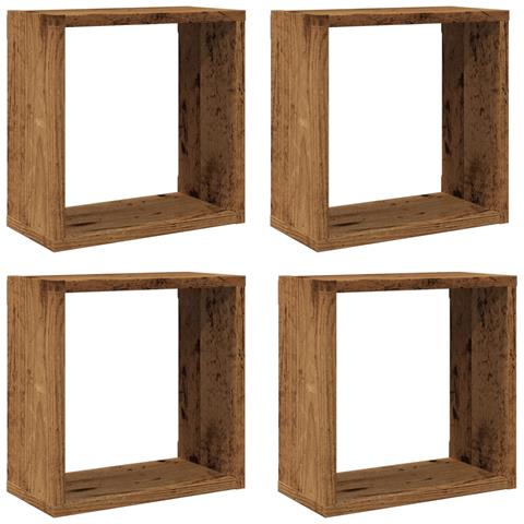 Mensole Parete A Cubo 4 Pz Legno Vecchio 30x15x30 Cm Truciolato - Foto 2