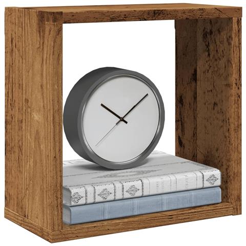 Mensole Parete A Cubo 4 Pz Legno Vecchio 30x15x30 Cm Truciolato - Foto 1