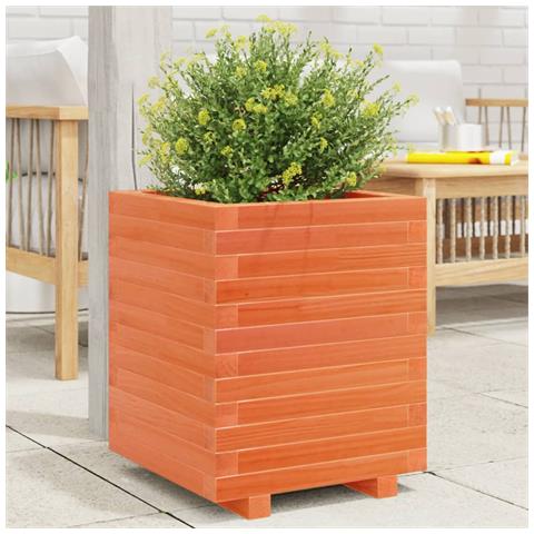 Fioriera Giardino Marrone Cera 40x40x49,5cm Legno Massello Pino - Foto 1