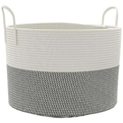 Cestino Portaoggetti Grigio E Bianco 51x33 Cm In Cotone - Foto 2