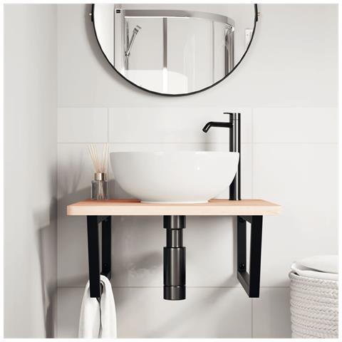 Reggimensole Per Lavabo 2 Pz Nere Trapezio In Acciaio - Foto 3