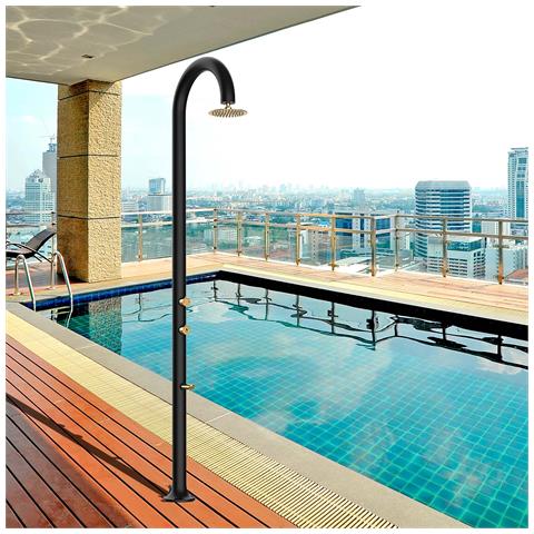 Luna Alu Nera Oro Doccia In Alluminio Doppio Attacco Dacqua Soffione Lavapiedi Nero Oro - Foto 1