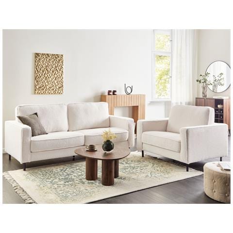 Set Da Salotto 4 Posti Savalen Bouclé Bianco - Foto 1