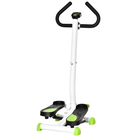 Stepper con Manubrio, Pedali Antiscivolo e Monitor LCD, in Acciaio e ABS, 55x44x108 cm, Bianco Nero e Verde - Foto 1
