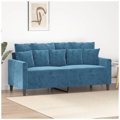 Divano A 2 Posti Blu 140 Cm In Velluto - Foto 1