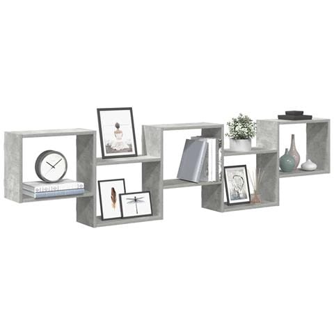 Mensola A Cubo Da Parete 5 Scomparti Truciolato Grigio Cemento - Foto 1