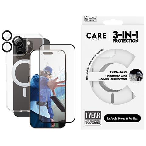 CARE by PG3-in-1 Ceramic iPhone16P 6.9 Pellicola proteggischermo trasparente Apple 1 pz - Foto 2