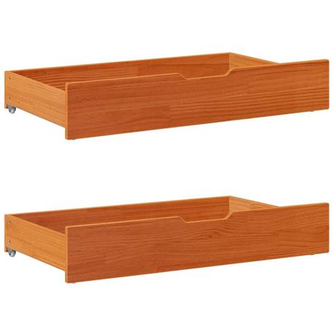 Cassettoni per Letto 2pz Marrone Cera 90x55x17 cm Legno di Pino - Foto 1