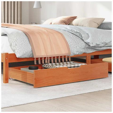 Cassettoni per Letto 2pz Marrone Cera 90x55x17 cm Legno di Pino - Foto 2