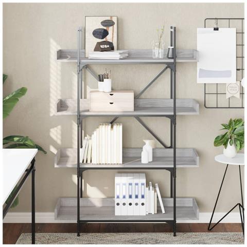 Lusso Casadino -  Libreria 4 Ripiani Grigio Sonoma 100x33x145,5 Legno Multistrato - Foto 2