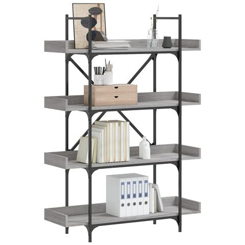 Lusso Casadino -  Libreria 4 Ripiani Grigio Sonoma 100x33x145,5 Legno Multistrato - Foto 8