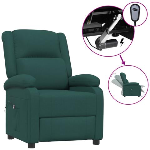 Poltrona Elettrica Reclinabile Verde Scuro In Tessuto - Foto 1