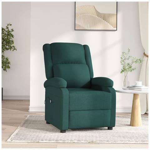 Poltrona Elettrica Reclinabile Verde Scuro In Tessuto - Foto 8