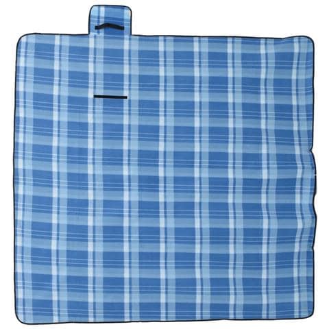 Tovaglia da Picnic Pieghevole A Quadri Blu 200x200 cm Velluto - Foto 1