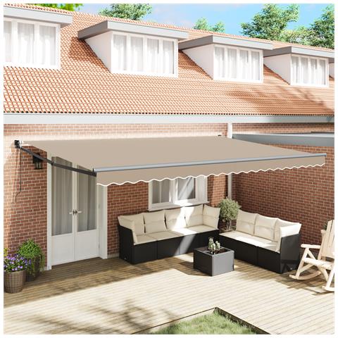 Tenda Retrattile Automatica  Beige 500x300 cm, Tessuto di Ricambio per Tenda  per telaio 5x3 m Beige - Foto 2