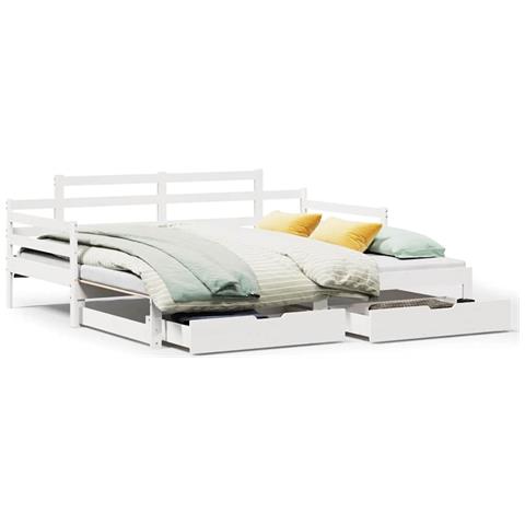 Letto Estraibile con Cassetti senza Materasso Bianco 80x200 cm - Foto 1