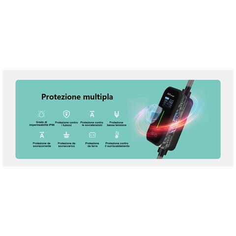 Ev Charger, Cavo Ricarica Auto Elettrica Tipo 2 Con Spina Schuko, 6-16a Corrente Regolabile (6m, 3,6kw) - Foto 2