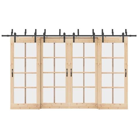 Kit di Binari per Porte Scorrevoli 400 cm Acciaio Nero - Foto 2