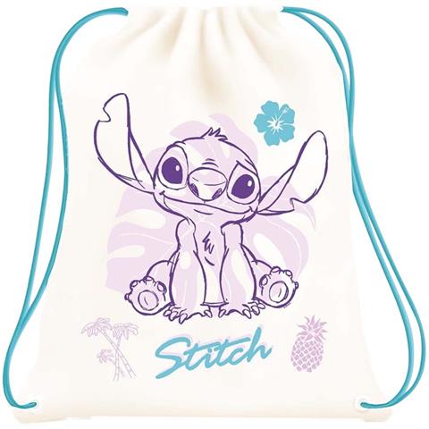 Zaino Stitch 30x40 Cm Con Cordino Dal Design Tropicale, Beige - Foto 1