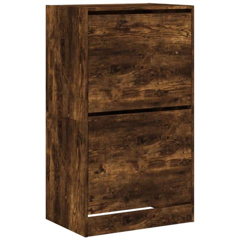 Scarpiera con 2 Cassetti Ribaltabili Rovere Fumo 60x42x180 cm - Foto 1