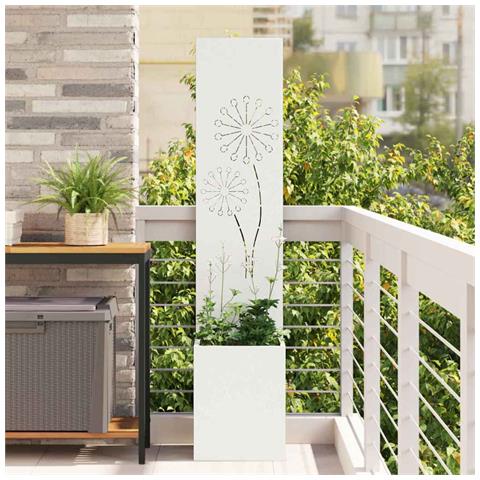 Vaso da Giardino con Pannello Decorativo Bianco 32 x 140 cm - Foto 2