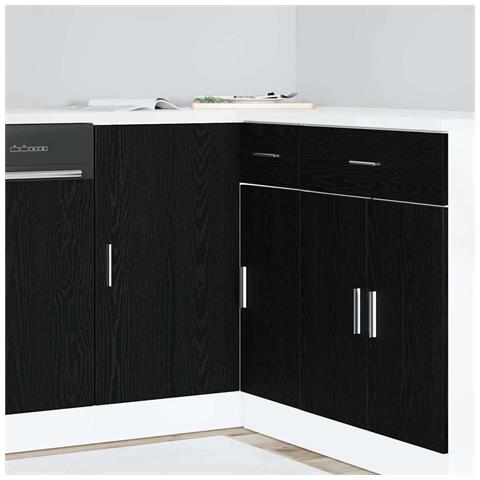 Mobile Base d'Angolo per Cucina con porta Riga Rovere nero - Foto 2