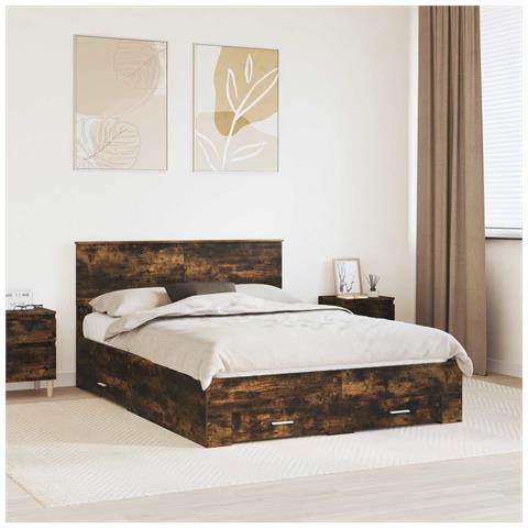 Struttura del letto Rovere fumé 140 x 200 cm Legno multistrato - Foto 2