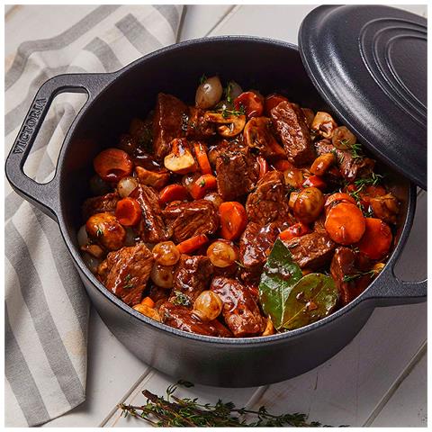 Victoria 32043 Forno Olandese Induzione Ghisa Stagionata 25cm, Pentola 3,8l Senza Ptfe E Pfoa  Nero - Foto 2