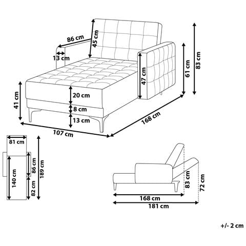 Chaise Longue Aberdeen Tessuto Grigio Chiaro - Foto 6