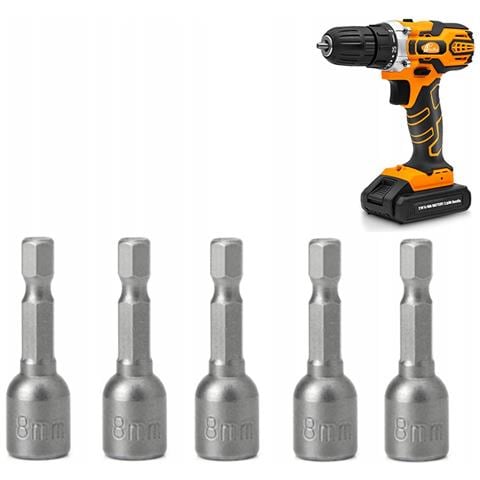 Set Di Bussole Magnetiche 8mm 1/4"" Per Avvitatore 5 Pezzi - | Acciaio 40cr, Lunghezza 65mm | Compatibile Con Avvitatori E Trapani-avvitatori - Foto 1