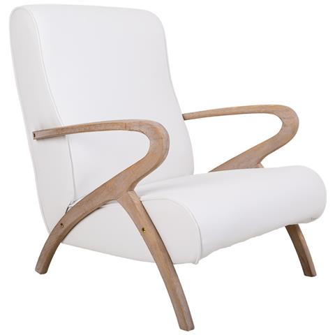 Poltrona In Legno Imbottita In Similpelle Bianca 57x55x33/85h - Foto 1