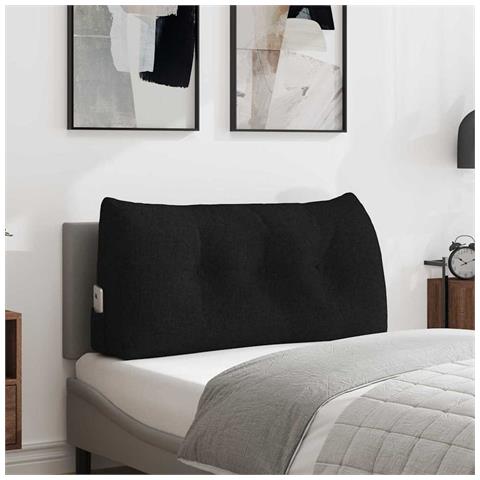 Cuscino per Schiena Nero 100 x 24 x 50 cm Tessuto - Foto 2