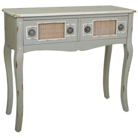 Mobile Da Ingresso In Legno Grigio E Rete Di Bambù 90x33x77h - Foto 1