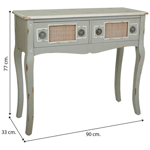 Mobile Da Ingresso In Legno Grigio E Rete Di Bambù 90x33x77h - Foto 7