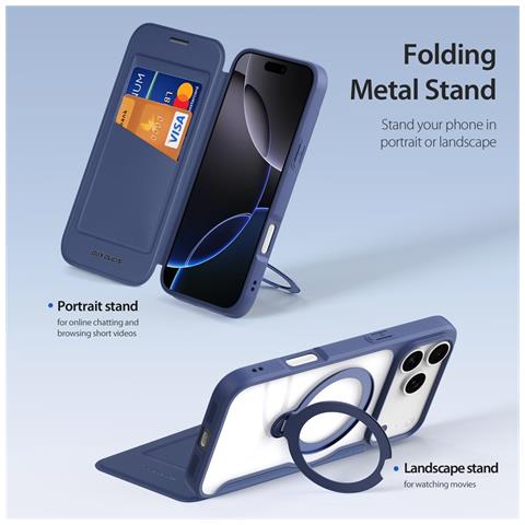 Cover per iPhone 17 Pro Max - Pelle /PU, Blu, MagSafe - Foto 2