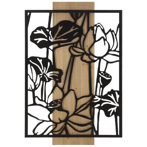 Pannello Da Muro Lotus In Ferro E Legno, 60x90 Cm - Foto 1