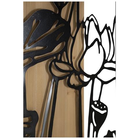 Pannello Da Muro Lotus In Ferro E Legno, 60x90 Cm - Foto 2