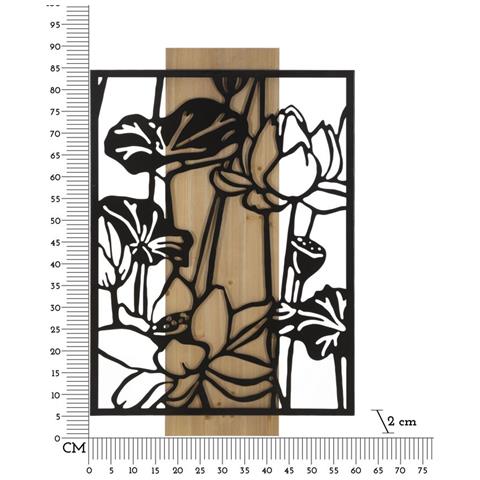 Pannello Da Muro Lotus In Ferro E Legno, 60x90 Cm - Foto 6