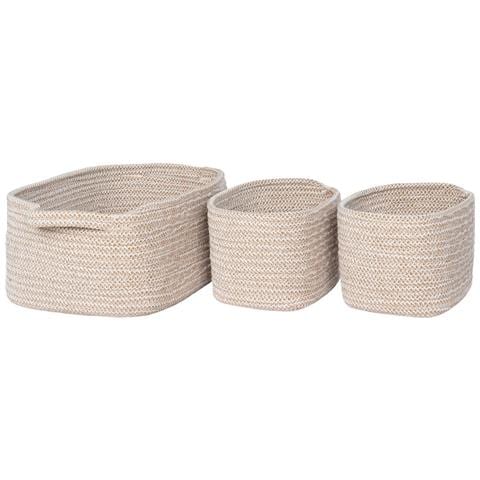 Set 3 Cestini In Cotone Intrecciato Teixo — Beige Naturale - Foto 1