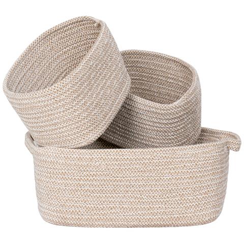 Set 3 Cestini In Cotone Intrecciato Teixo — Beige Naturale - Foto 2