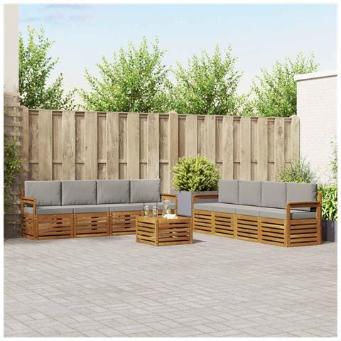 Set divani con cuscino 9 pcs Grigio Naturale e Chiaro - Foto 2
