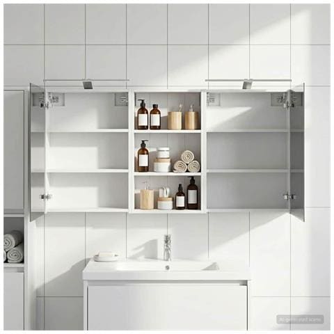 Set di Armadi da Bagno con lo scaffale 3 pcs 140 x 14,5 x 70 cm - Foto 2