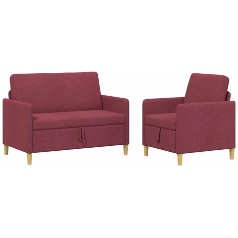 Set di Divani con Storage 2 pcs Rosso Vino Poliestere - Foto 1