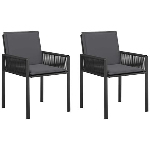 Sedie da giardino 6 pcs Nero e Grigio scuro polyrattan - Foto 1