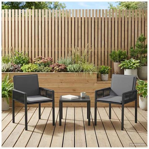 Sedie da giardino 6 pcs Nero e Grigio scuro polyrattan - Foto 2
