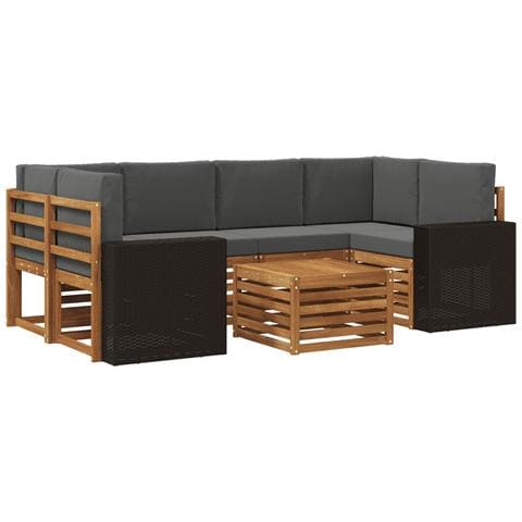Set di divani da esterno con cuscino 7 pcs Naturale e Antracite - Foto 1