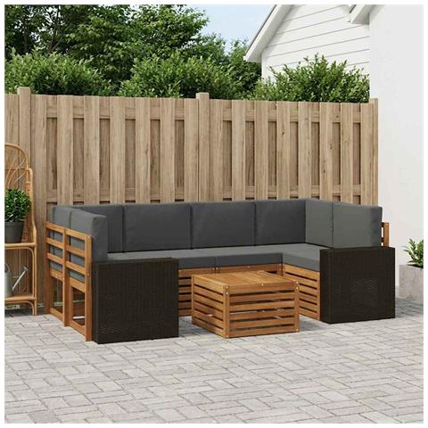 Set di divani da esterno con cuscino 7 pcs Naturale e Antracite - Foto 2