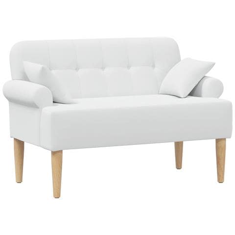 Loveseat con bottoni imbottiti Bianco 120 x 65 x 79 cm Tessuto - Foto 1