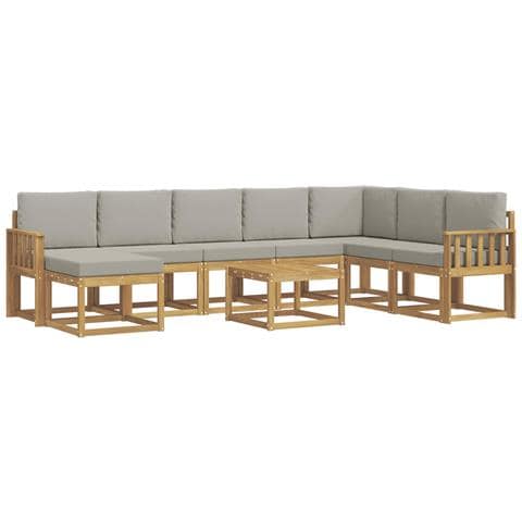 Set di divani da esterno 9 pcs Bianco e Grigio Chiaro - Foto 1